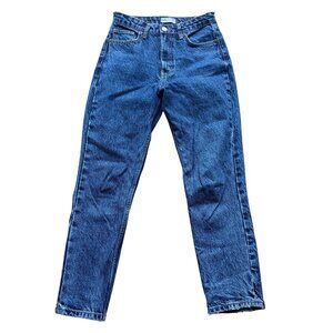 Zara Size 4 Blue Dark Wash Denim 100% Cotton High-Waisted Straight Leg Jeans